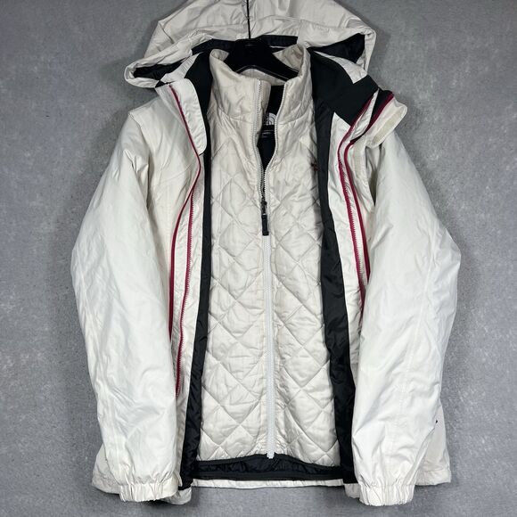 The North Face HyVent 3 in 1 Zip-Up Hooded Jacket Women’s XL Beige/ Pink - Picture 2 of 15